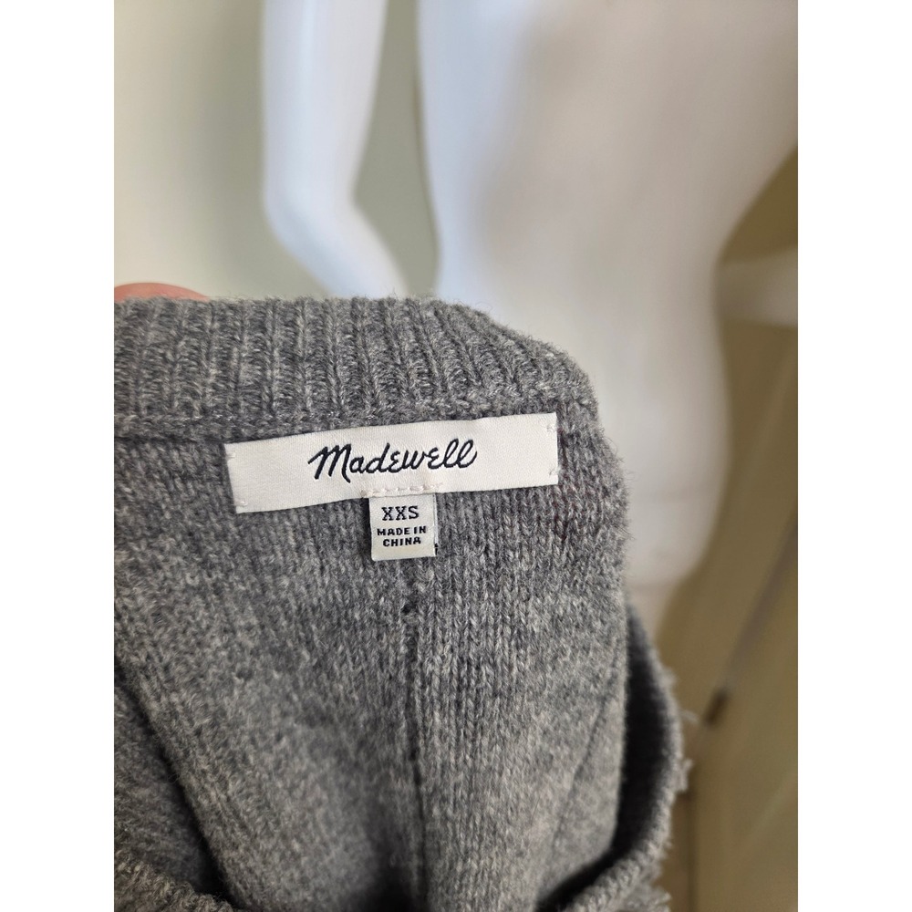 Madewell Gray 100% Merino Wool Fringe Textured Pullover Sweater XXS - Picture 2 of 10